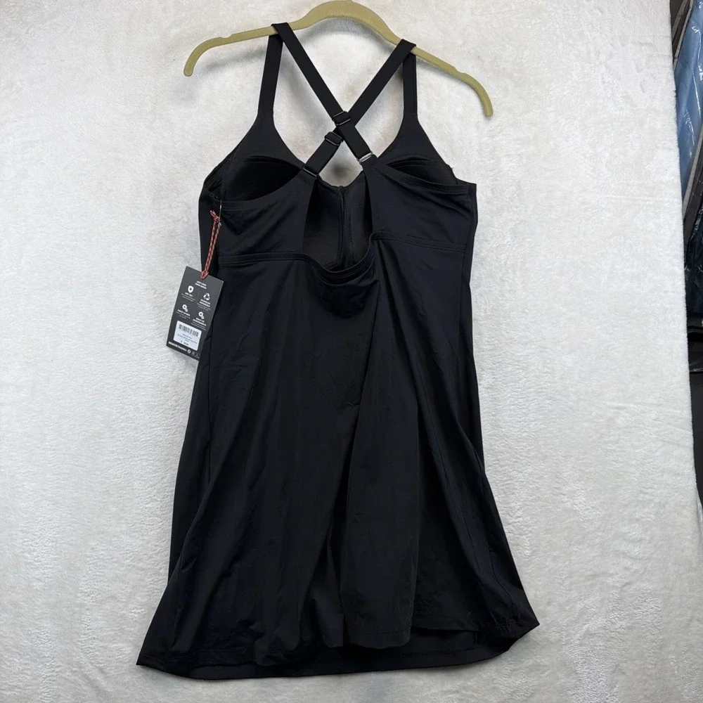 Alaskan Hardgear Womens Lost Lake Swim Dress 14 Black UPF 50 Built In Bra NWT